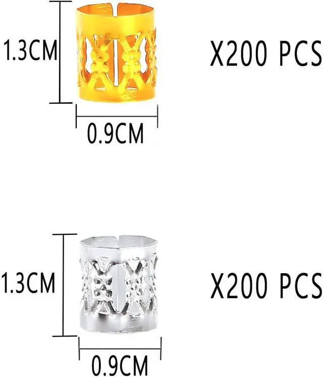 Alt view image 2 of 7 - Leeven 400 Pieces Aluminum Hair Jewelry Dreadlocks Metal Cuffs For Hair Braids Hair Accessories For Braids Adjustable Metal Cuffs Hair Decoration Braiding Hair Jewelry For Box Braids