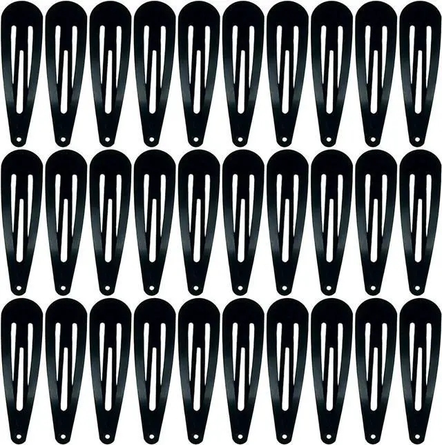 Main image of 30,60 Pack Black 2 Inch Women Metal Snap Hair Clips Accessories No Slip Hair Barrettes Girls Women Hair Accessories (Black 30PCS)