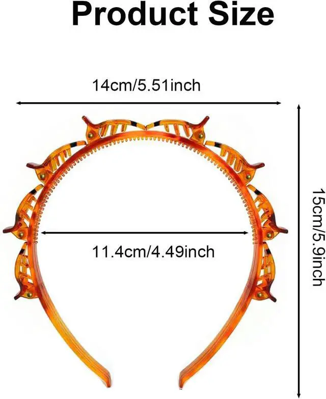 Alt view image 2 of 6 - 2 Pack Clip Headband Hairclip Headband Bangs Hairpin Braided Toothed Hairband 90s Curly Hair Accessories for Women Girls Black and Brown