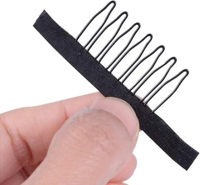 Alt view image 4 of 6 - 24 Pieces Steel Cloth Wig Combs and Clips Set - 7-Teeth Hair Accessories Tools for Making Wigs and Hairpieces (Black)