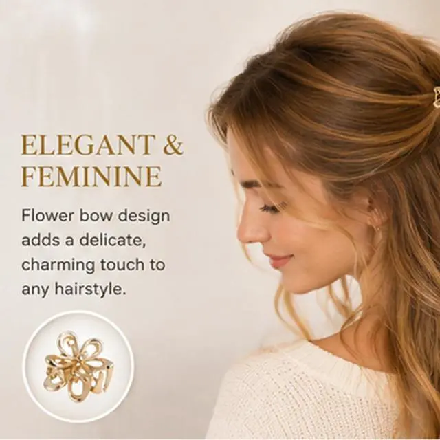 Alt view image 4 of 7 - Gold Sliver Small Flower Hair Clips for Women, Cute Mini Tiny Little Sparkling Metal Flower Sweet Artificial Bangs Nonslip Hair Claw Clips Decorative (12)