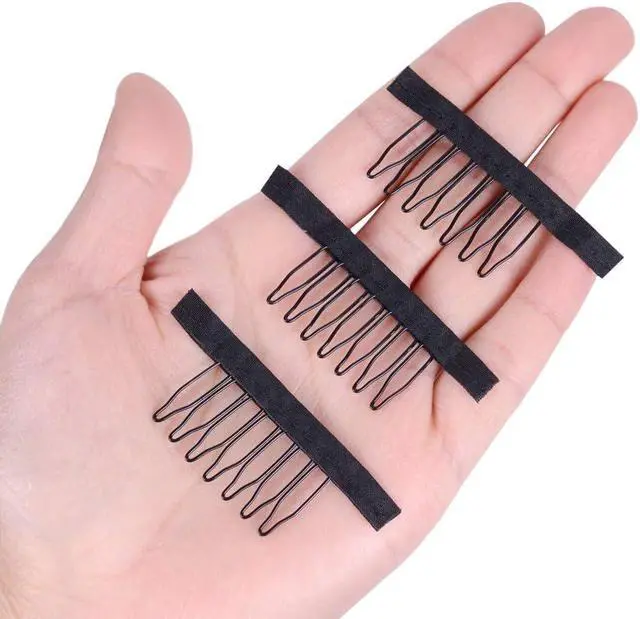 Alt view image 5 of 6 - 24 Pieces Steel Cloth Wig Combs and Clips Set - 7-Teeth Hair Accessories Tools for Making Wigs and Hairpieces (Black)