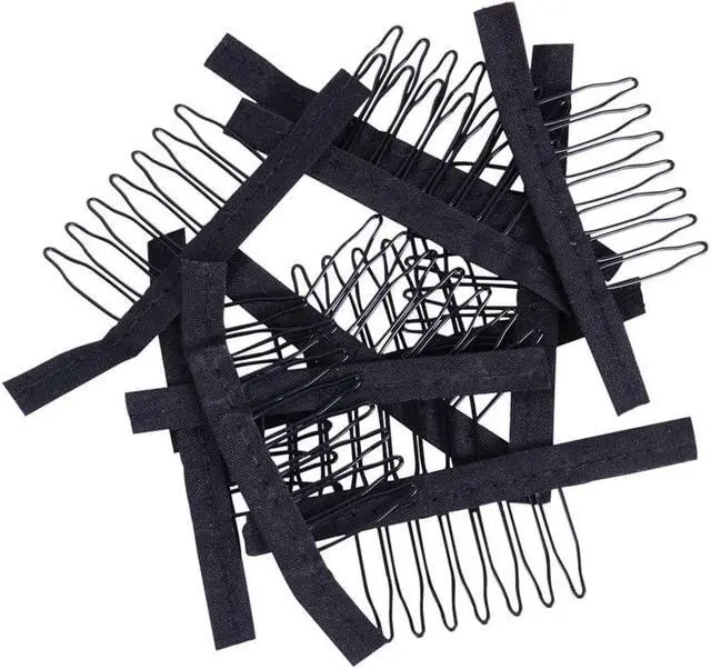 Alt view image 6 of 6 - 24 Pieces Steel Cloth Wig Combs and Clips Set - 7-Teeth Hair Accessories Tools for Making Wigs and Hairpieces (Black)