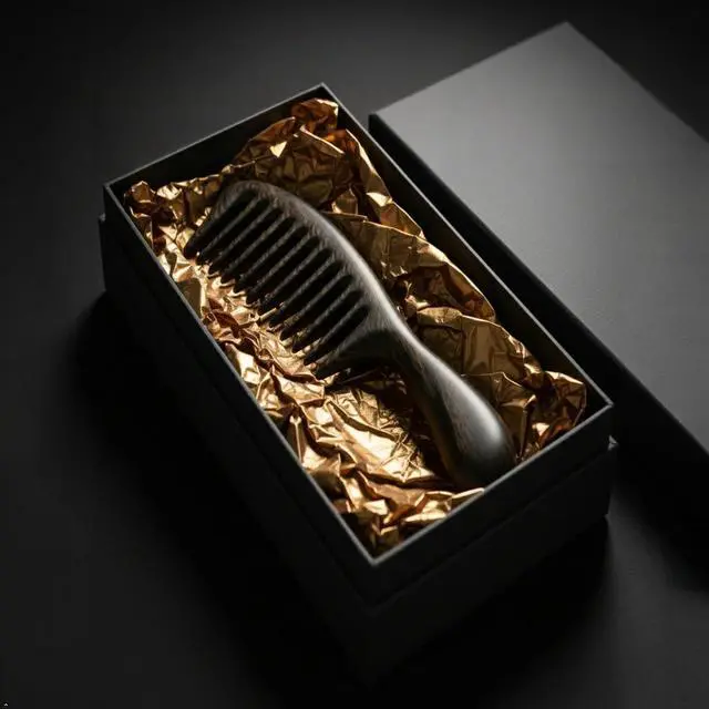 Alt view image 4 of 7 - Louise Maelys Black Sandalwood Wide Tooth Comb For Curly Hair | Black Sandalwood Wide Tooth Comb For Detangling Curly, Thick Or Wavy Hair; Smooth Wooden Teeth Help Reduce Static