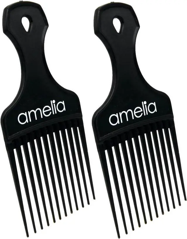 Alt view image 6 of 7 - Amelia Beauty, 7in Black Curly Hair Wide Tooth Pick, 2 Pack | Made in USA | Easily Creates Volume, Detangles, Reduces Frizz | Afro Pick Styling Tool, 7"x3"
