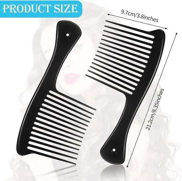 Alt view image 3 of 7 - 3 Pieces Large Wide Tooth Comb Jumbo Rake Comb for Curls Wet Big Detangler Shower Thickened Salon 4c Hair Pick for Women and Men Hair Styling, Long, Straight, Wig, Dry, Mixed Colors