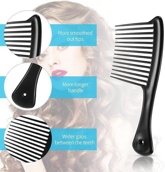 Alt view image 4 of 7 - 3 Pieces Large Wide Tooth Comb Jumbo Rake Comb for Curls Wet Big Detangler Shower Thickened Salon 4c Hair Pick for Women and Men Hair Styling, Long, Straight, Wig, Dry, Mixed Colors