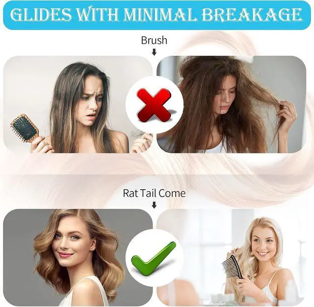 Alt view image 2 of 7 - 3 Pieces Large Wide Tooth Comb Jumbo Rake Comb for Curls Wet Big Detangler Shower Thickened Salon 4c Hair Pick for Women and Men Hair Styling, Long, Straight, Wig, Dry, Mixed Colors
