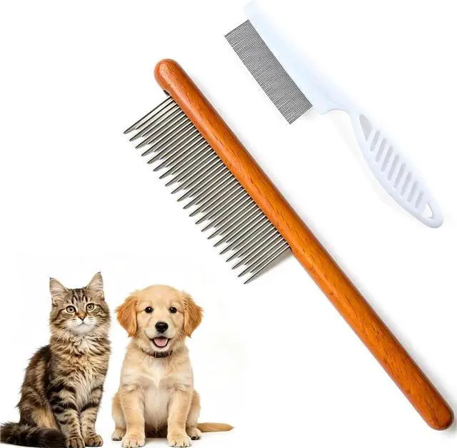 Main image of Cat comb,dog comb,Solid Wood Pet Comb Grooming Tool for Cats,Dogs and rabbits