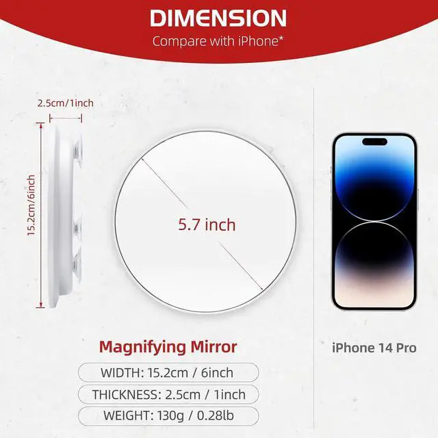 Alt view image 6 of 7 - 10X Magnifying Mirror with 3 Suction Cups - 6inch Stick on Makeup Mirror | 10X Travel Magnified Mirror, Portable Handheld Magnification Mirror and Slanted Tweezers Set for Travel, Makeup, Bathroom