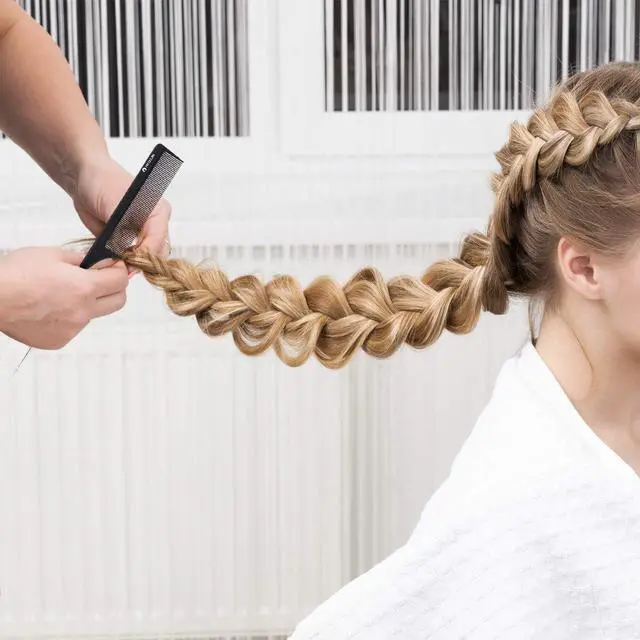 Alt view image 4 of 7 - HYOUJIN Carbon Hair Rat Tail Combs - Parting & Detangling Combs for Women | Parting rat tail combs For Long,Short,Curly,for Hair Parting,Braiding,Teasing,Detangling,Fine Tooth with metal pick,Black