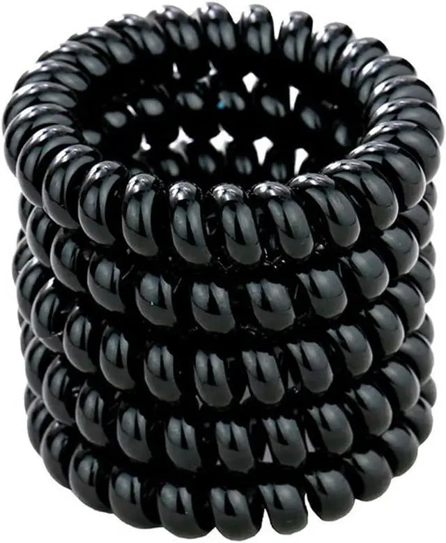 Alt view image 2 of 7 - Spiral Hair Ties 20 Pieces Waterproof No Damage Hair Scrunchies (Black) | No Crease Coil Traceless Phone Cord Hair Ties Ponytail Holders Plastic Elastics Hair Bands for Woman