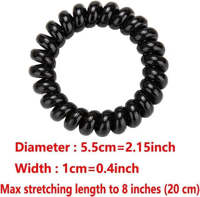 Alt view image 4 of 7 - Spiral Hair Ties 20 Pieces Waterproof No Damage Hair Scrunchies (Black) | No Crease Coil Traceless Phone Cord Hair Ties Ponytail Holders Plastic Elastics Hair Bands for Woman