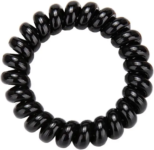 Alt view image 6 of 7 - Spiral Hair Ties 20 Pieces Waterproof No Damage Hair Scrunchies (Black) | No Crease Coil Traceless Phone Cord Hair Ties Ponytail Holders Plastic Elastics Hair Bands for Woman