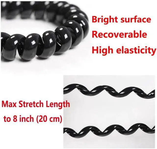 Alt view image 5 of 7 - Spiral Hair Ties 20 Pieces Waterproof No Damage Hair Scrunchies (Black) | No Crease Coil Traceless Phone Cord Hair Ties Ponytail Holders Plastic Elastics Hair Bands for Woman