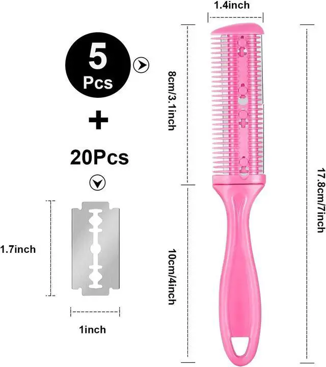 Alt view image 2 of 7 - Boao 5 Pieces Dual-sided Cutting Scissors, 20 Razors and Thinning Comb | Razor Combs for Hair Cutting, 5 Colors, Comb with Double Edge, for Precise Slim Haircuts, Razor Hair Cutting Tool