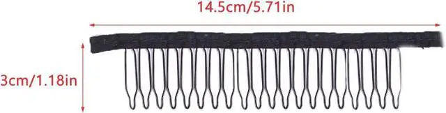Alt view image 2 of 6 - 10 Pack Wig Comb Long 20 Teeth Clips Black Wire with Cloth Sewing Combs Wearing Holder for Wig Caps Making Finished Wigs Secure Attachment Hairpiece DIY Hair Extension