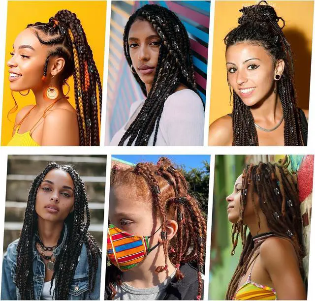 Alt view image 4 of 7 - 50 Pcs Black Dreadlock Beads Braids Accessories Metal Tube Beads Dreadlock Hair Clips Adjustable Hair Cuff Braids Bead