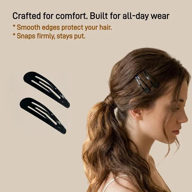 Alt view image 4 of 7 - 40 Pack Black 2 Inch Barrettes Women Metal Snap Hair Clips Accessories