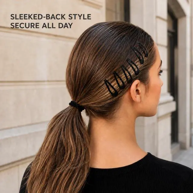 Alt view image 5 of 7 - 40 Pack Black 2 Inch Barrettes Women Metal Snap Hair Clips Accessories