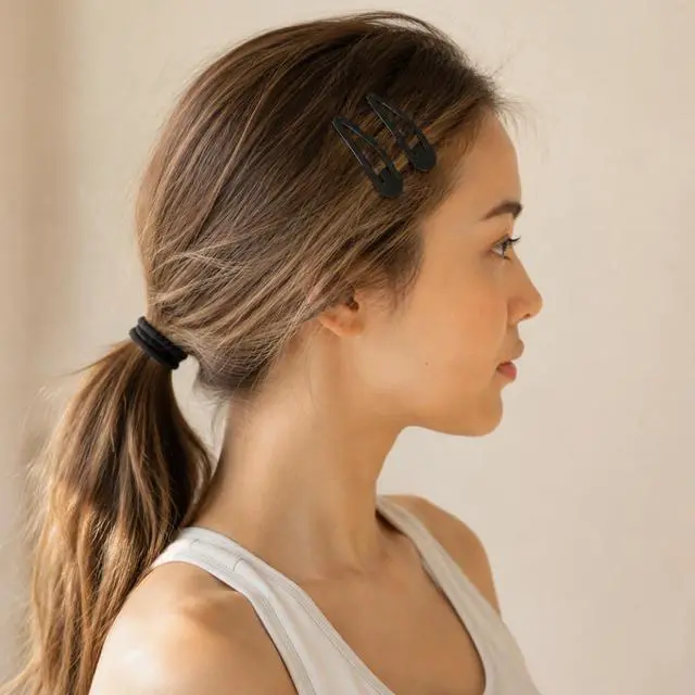 Alt view image 6 of 7 - 40 Pack Black 2 Inch Barrettes Women Metal Snap Hair Clips Accessories