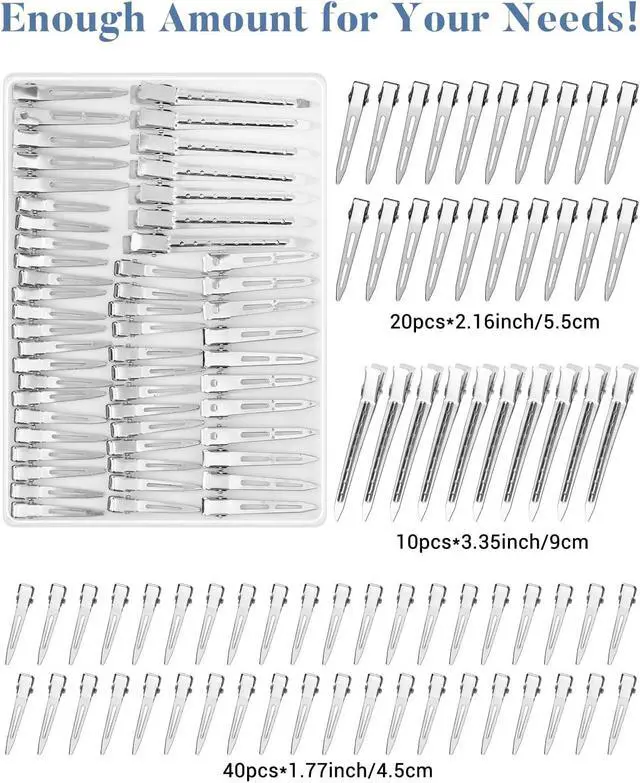 Alt view image 4 of 7 - MORGLES 70PCS Metal Hair Styling Clips Set with Rat Tail Combs for Styling | No-Crease Alligator Clips in 3 Sizes, 2 Carbon Combs & Case, for Coloring, Braiding, Locs, & All Hair Types