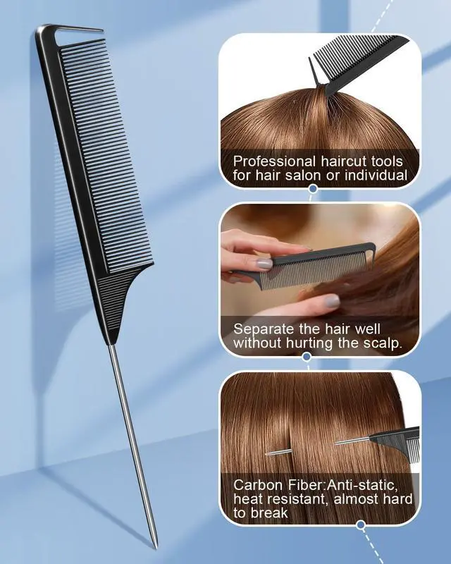 Alt view image 6 of 7 - MORGLES 70PCS Metal Hair Styling Clips Set with Rat Tail Combs for Styling | No-Crease Alligator Clips in 3 Sizes, 2 Carbon Combs & Case, for Coloring, Braiding, Locs, & All Hair Types