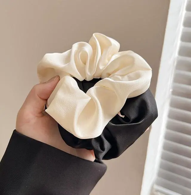 Alt view image 6 of 6 - 5pcs French Satin Hair Scrunchies,Soft Silk Scrunchy for Women Girls, Large Elastic Ponytail Holder Hair Ties,Hair Rope,Hair Band,No Damage Hair