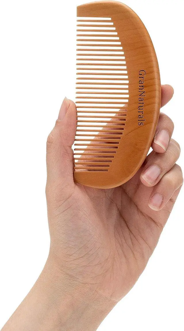 Alt view image 5 of 7 - GranNaturals Wooden Comb for Detangling & Styling Wet or Dry Hair - Small Pocket Sized Fine Tooth Natural Wood for Curly, Thin, Thick, Wavy, or Straight Hair - Birthing & Labor Tool