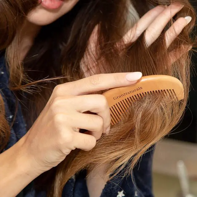 Alt view image 4 of 7 - GranNaturals Wooden Comb for Detangling & Styling Wet or Dry Hair - Small Pocket Sized Fine Tooth Natural Wood for Curly, Thin, Thick, Wavy, or Straight Hair - Birthing & Labor Tool