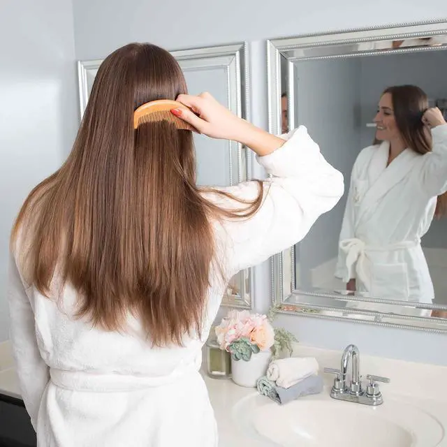 Alt view image 7 of 7 - GranNaturals Wooden Comb for Detangling & Styling Wet or Dry Hair - Small Pocket Sized Fine Tooth Natural Wood for Curly, Thin, Thick, Wavy, or Straight Hair - Birthing & Labor Tool