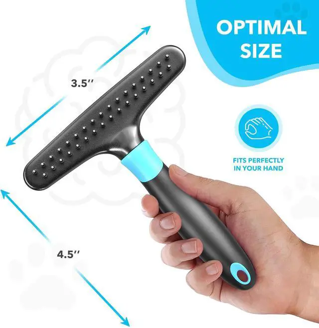 Alt view image 5 of 7 - DOGI Deshedding Brush - Undercoat Rake for Dogs, Cats, Matted, Short, Long Hair Coats - Double Row Stainless Steel Pins - Reduce Shedding by 90% (Blue)
