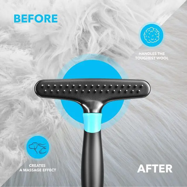 Alt view image 6 of 7 - DOGI Deshedding Brush - Undercoat Rake for Dogs, Cats, Matted, Short, Long Hair Coats - Double Row Stainless Steel Pins - Reduce Shedding by 90% (Blue)