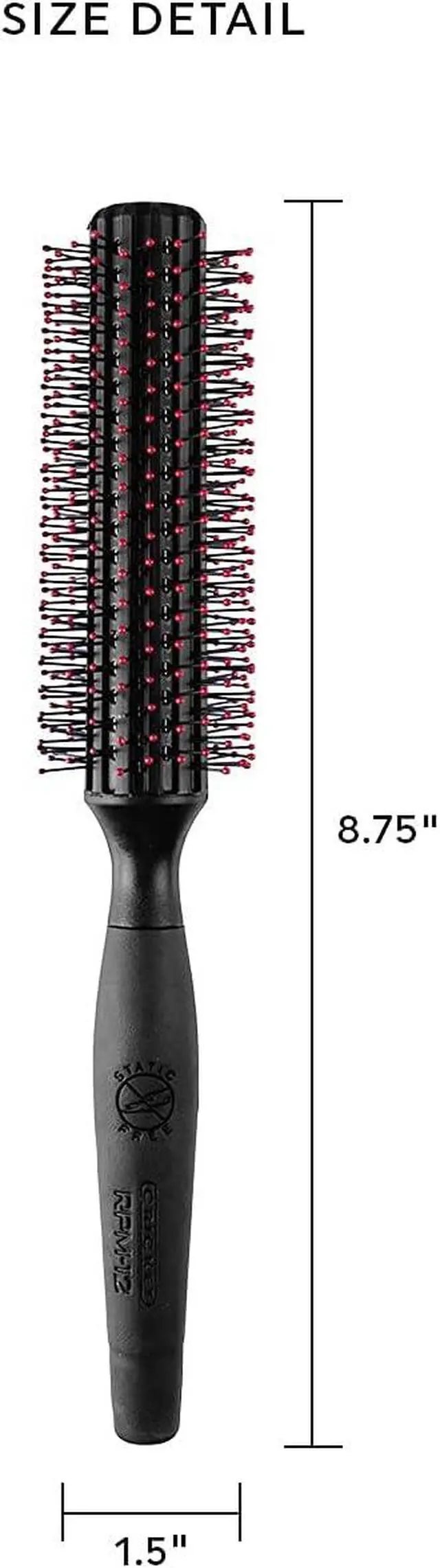 Alt view image 4 of 7 - Cricket Static Free RPM 12 Row Round Hair Brush - Curling, Blow Drying, Detangling and Styling Wet or Dry, Suitable for All Hair Types