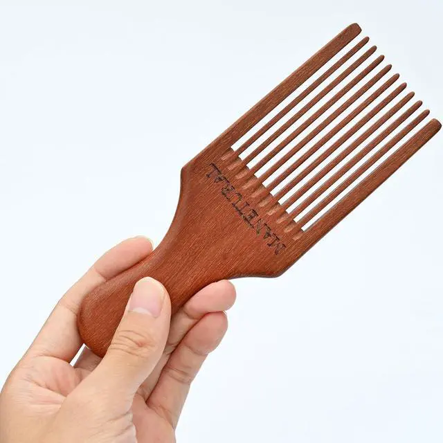 Alt view image 7 of 7 - Beard Pick for Men 7" Handmade Afro Hair Comb - Wooden Grooming Tool for Men, Women with Wavy, Kinky, Curly Hair - Anti-Static Styling Precision"
