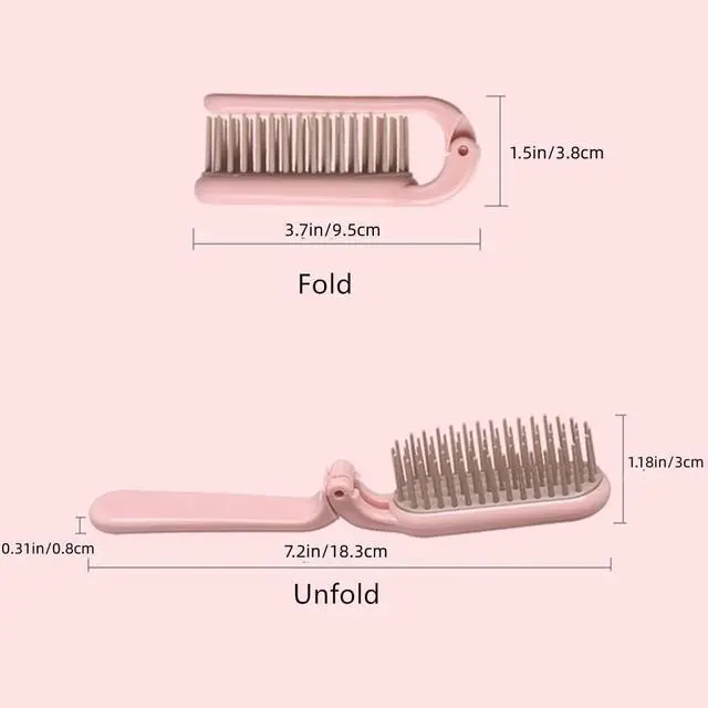 Alt view image 2 of 7 - 2Pcs Folding Hair Brush Hair Comb Portable Mini Massage Hair Brush Anti-Static Anti-knot for Women & Girls Size for Handbag (dark)