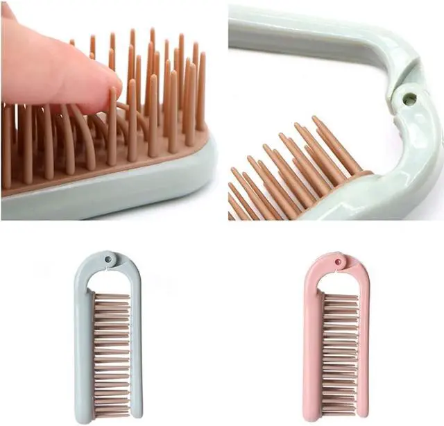 Alt view image 3 of 7 - 2Pcs Folding Hair Brush Hair Comb Portable Mini Massage Hair Brush Anti-Static Anti-knot for Women & Girls Size for Handbag (dark)