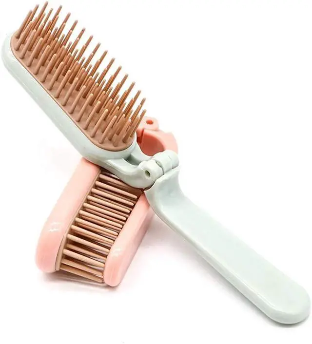 Alt view image 5 of 7 - 2Pcs Folding Hair Brush Hair Comb Portable Mini Massage Hair Brush Anti-Static Anti-knot for Women & Girls Size for Handbag (dark)