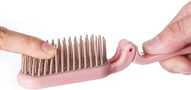 Alt view image 6 of 7 - 2Pcs Folding Hair Brush Hair Comb Portable Mini Massage Hair Brush Anti-Static Anti-knot for Women & Girls Size for Handbag (dark)