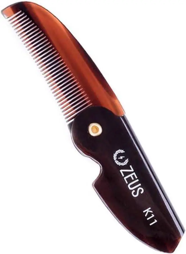 Main image of ZEUS Folding Mustache Comb for Men, Handmade Pocket Comb (Traditional) | Crafted to Tame Stray Hairs, Improve Precision, Reduce Snags & Deliver Daily Grooming Control with PocketReady Design (K11)