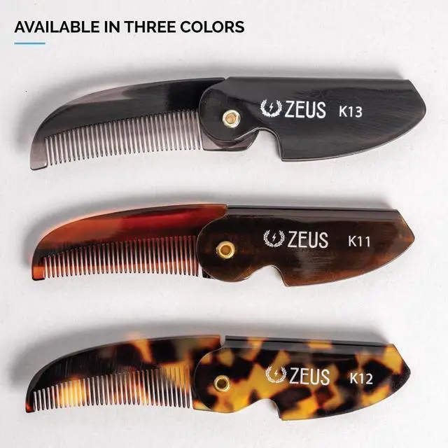 Alt view image 6 of 6 - ZEUS Folding Mustache Comb for Men, Handmade Pocket Comb (Traditional) | Crafted to Tame Stray Hairs, Improve Precision, Reduce Snags & Deliver Daily Grooming Control with PocketReady Design (K11)
