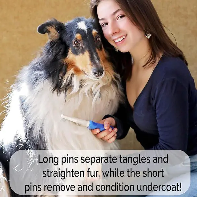 Alt view image 3 of 7 - Detangling Dog Comb with Long & Short Stainless Steel Metal Teeth - Dogs, Cats & Small Animals for Removing Matted Fur, Knots & Tangles