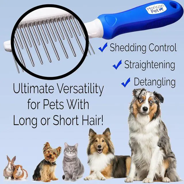 Alt view image 5 of 7 - Detangling Dog Comb with Long & Short Stainless Steel Metal Teeth - Dogs, Cats & Small Animals for Removing Matted Fur, Knots & Tangles