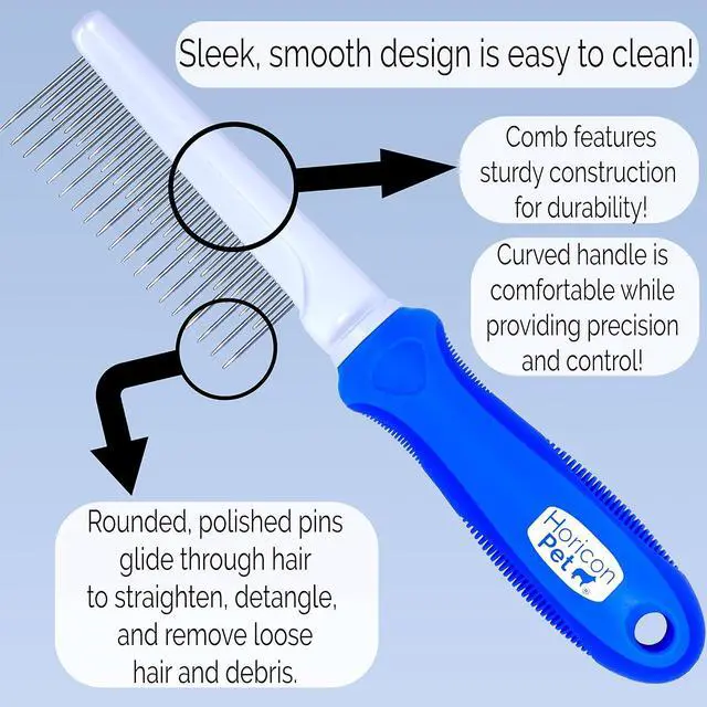 Alt view image 4 of 7 - Detangling Dog Comb with Long & Short Stainless Steel Metal Teeth - Dogs, Cats & Small Animals for Removing Matted Fur, Knots & Tangles