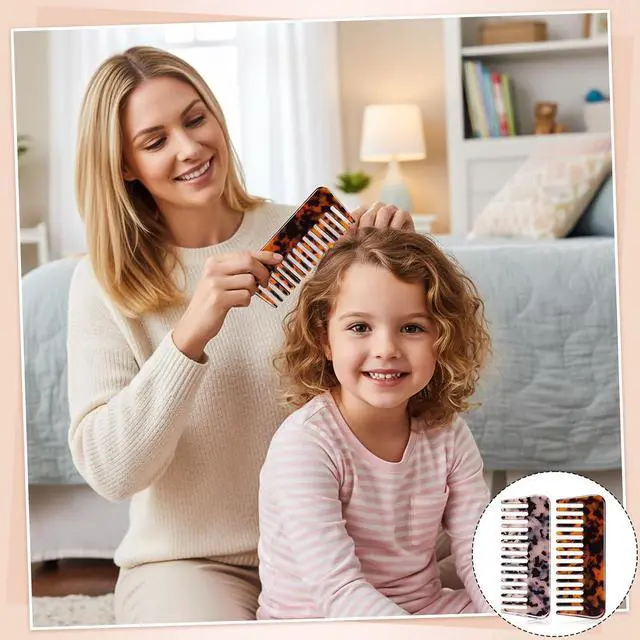 Alt view image 7 of 7 - 2 Pack Large Hair Detangling Comb for Curls & Thick Hair | Wide Tooth Detangling Combs,Wet or Dry Use,Cellulose Acetate, Smooth Rounded Teeth, Reduces Static, 6 x 2.4 In