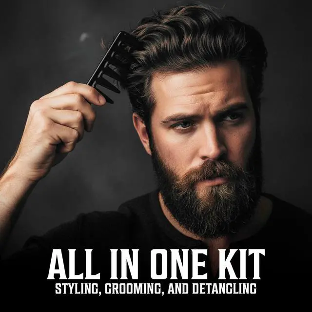 Alt view image 4 of 6 - Viking Revolution Professional Hair Styling Combs for Men - 6 Piece Set | Anti-Static & Durable Design - For Styling, Texturizing & Detangling - Easy to Clean - Professional Grade