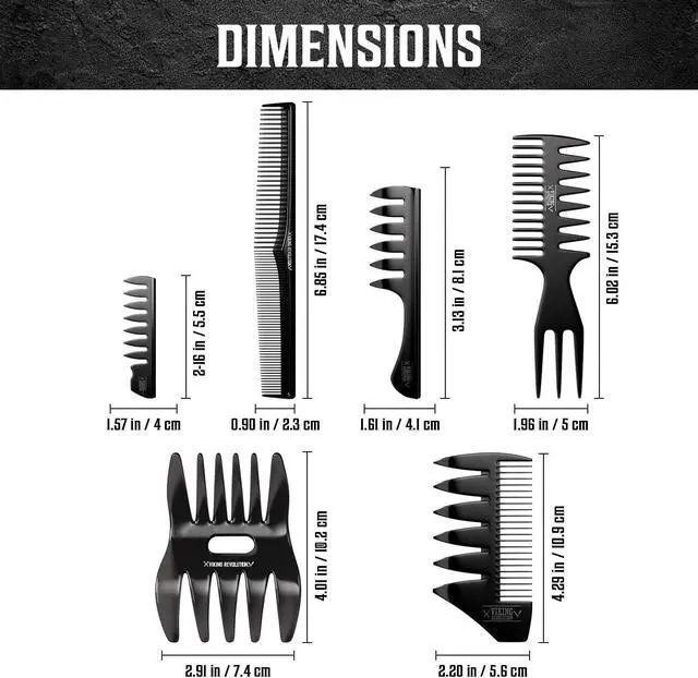 Alt view image 6 of 6 - Viking Revolution Professional Hair Styling Combs for Men - 6 Piece Set | Anti-Static & Durable Design - For Styling, Texturizing & Detangling - Easy to Clean - Professional Grade