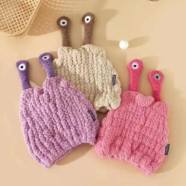 Alt view image 7 of 7 - Cute Cattle Shape Hair Drying Towels for Kids, Animal Hair Wrap Cap for Children (Purple)