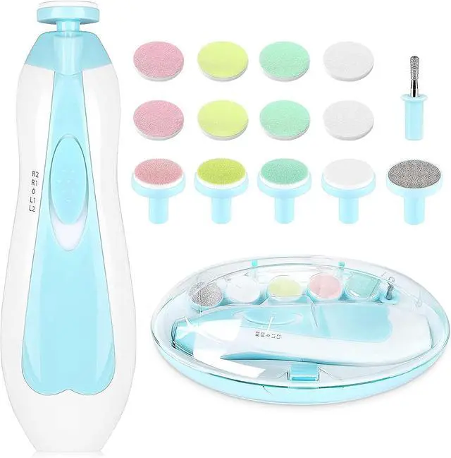 Main image of Qunlions life Electric Nail File Drill for Baby No Sharp Claws Hurt, 6 in 1 Safety Cutter Trimmer Clipper for Toes and Fingers (Blue)