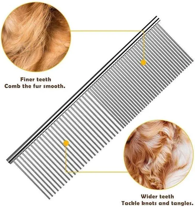 Alt view image 3 of 7 - Dog Combs for Grooming, Metal Cat Comb for Long Haired | Removing Tangles and Knots, Professional Grooming Tool for Long Haired Dog, Cat and other pets